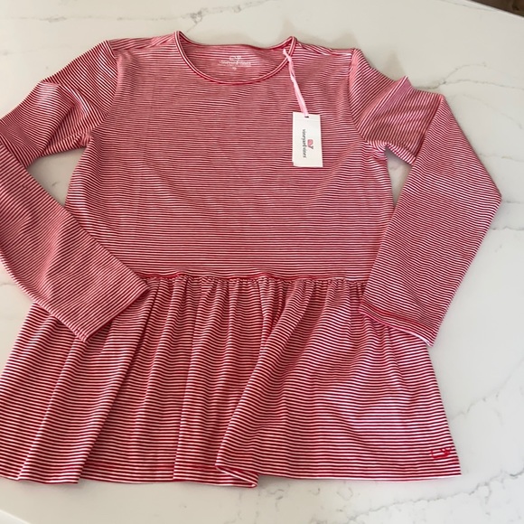Vineyard Vines Other - PREP STRIPE XL / 16 NWT NEW GIRLS PEPLUM TOP STRIPE EDGARTOWN CALYPSO RED WHITE